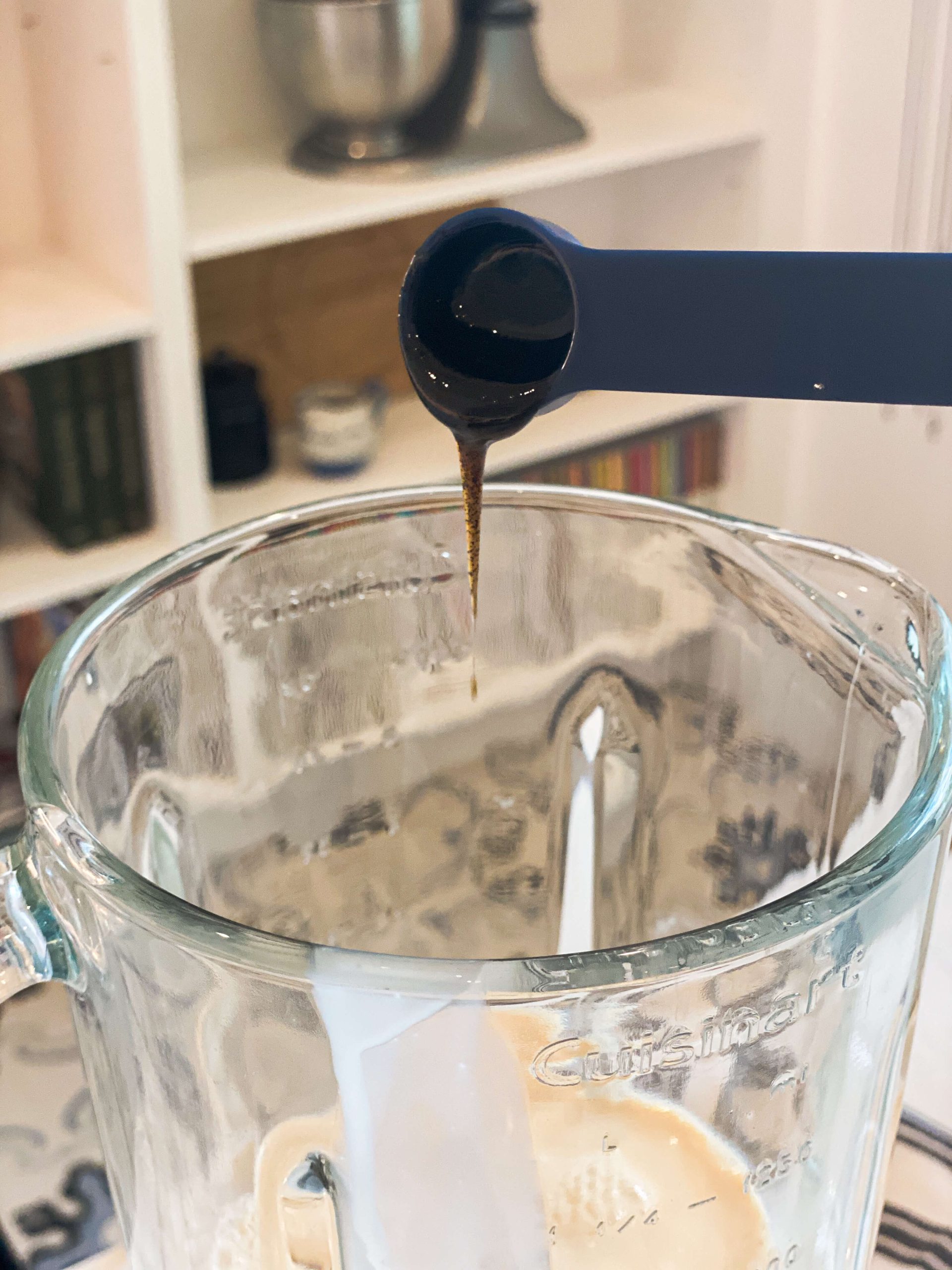 vanilla paste getting poured into blender