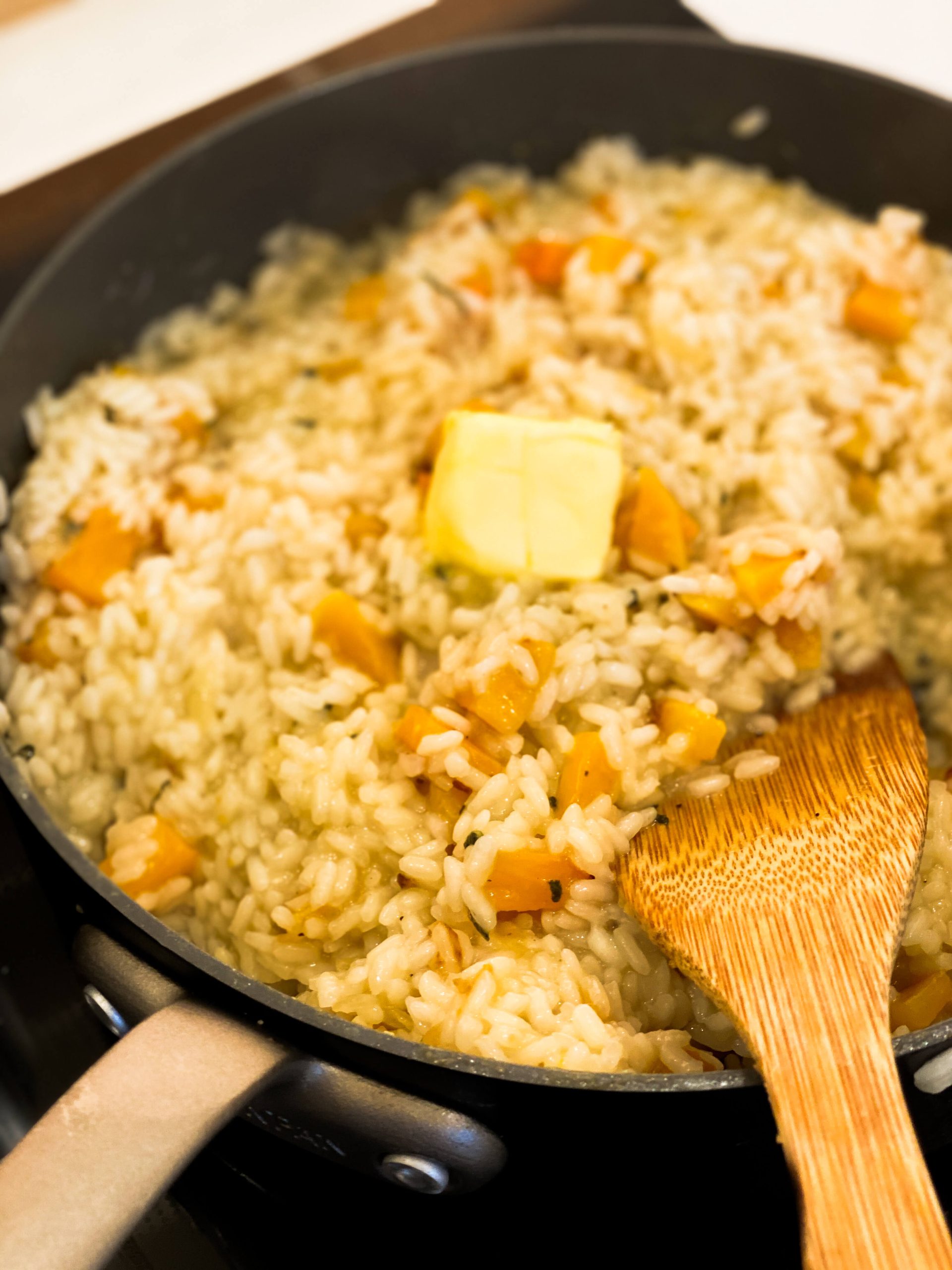 Butternut squash risotto with butter 