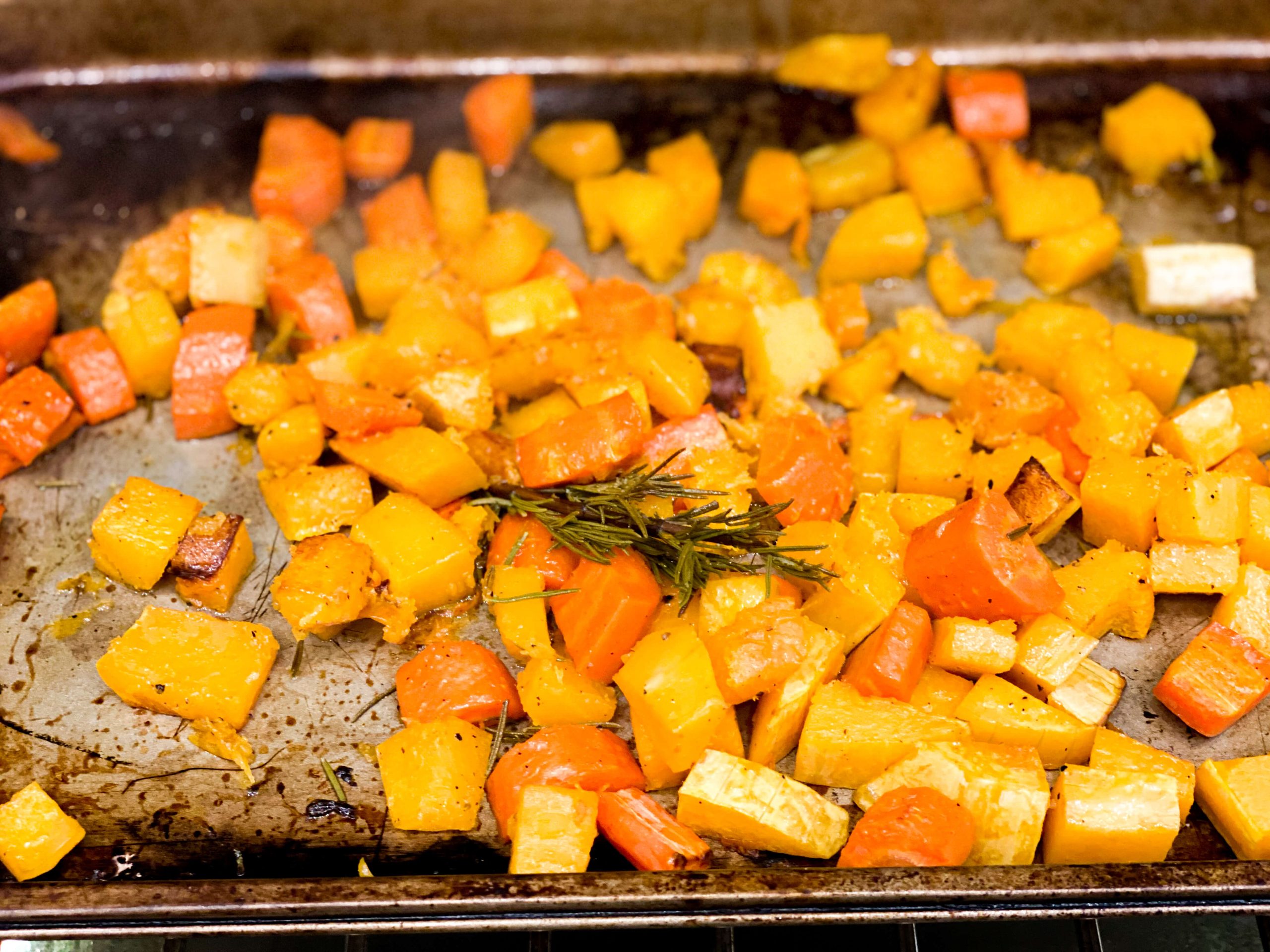 Butternut squash, carrots, rosemary and ginger cooked