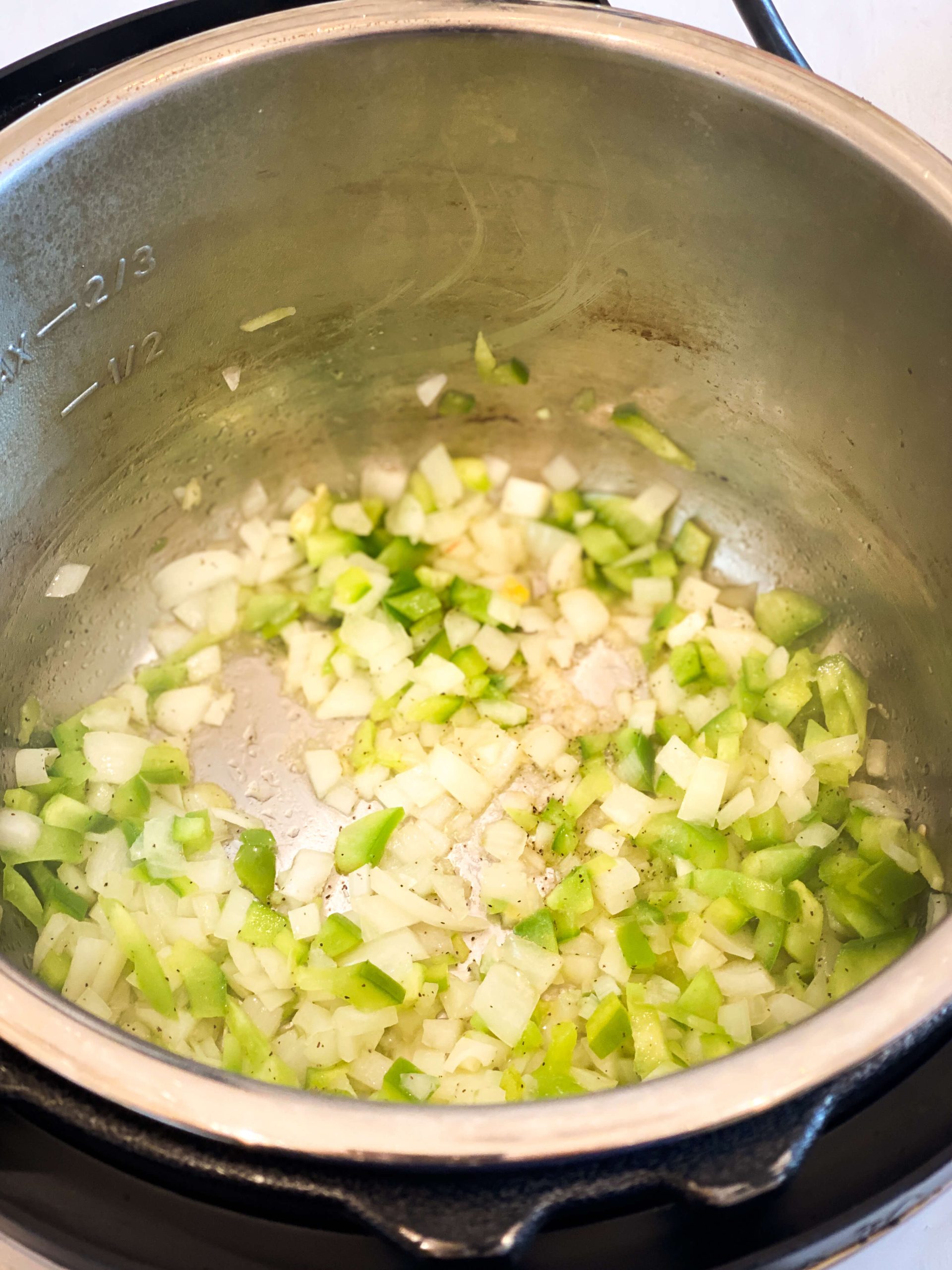 Onions and peppers sautéing 