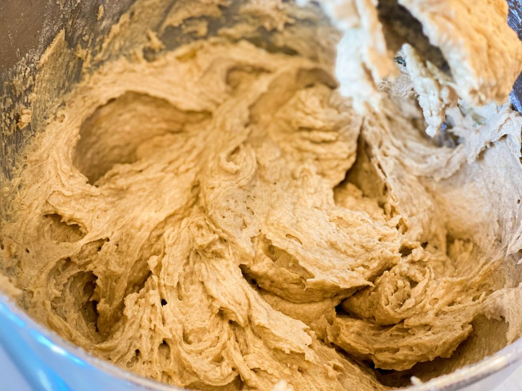 Cake batter after adding the dry and wet ingredients 