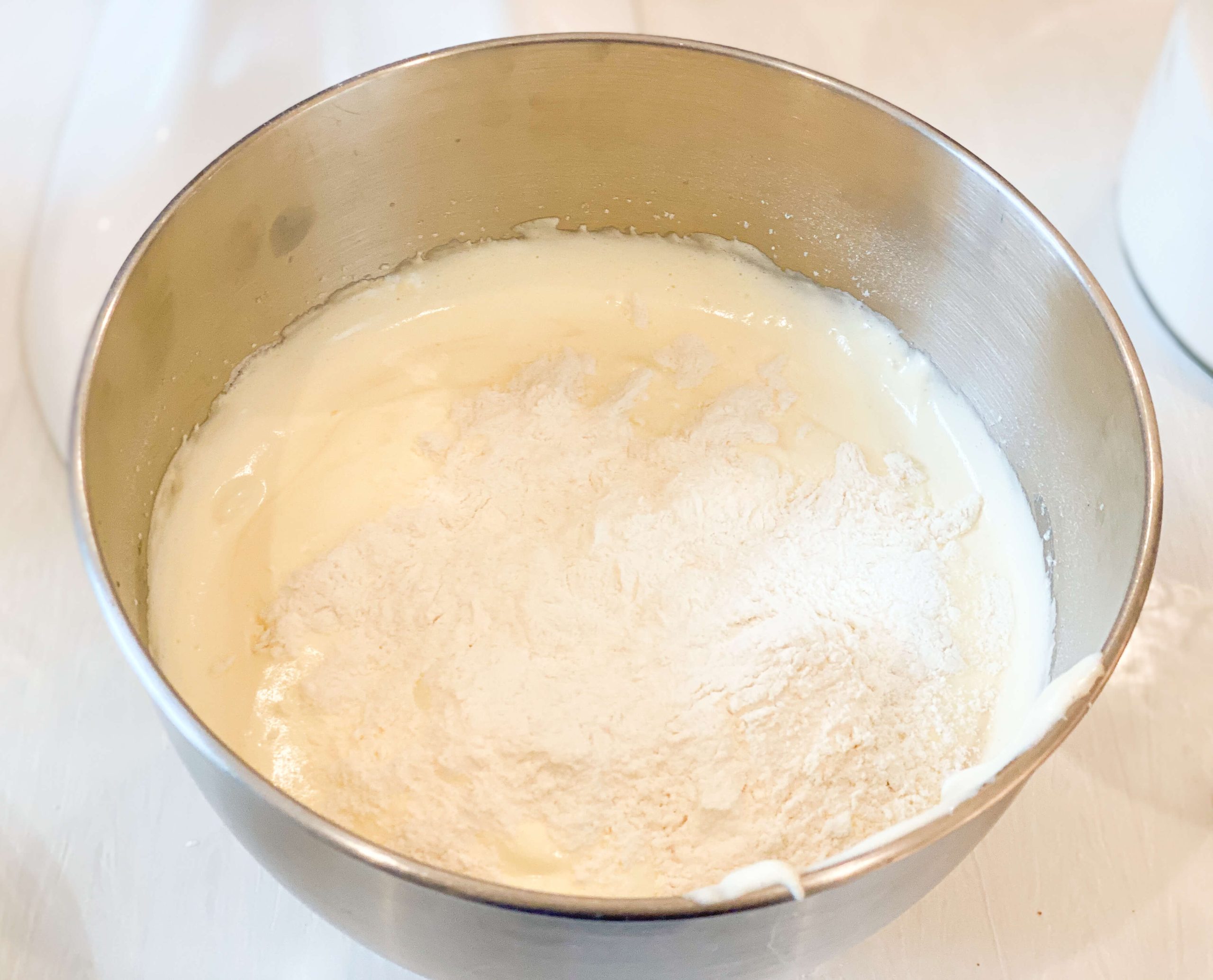 Flour added to cake batter