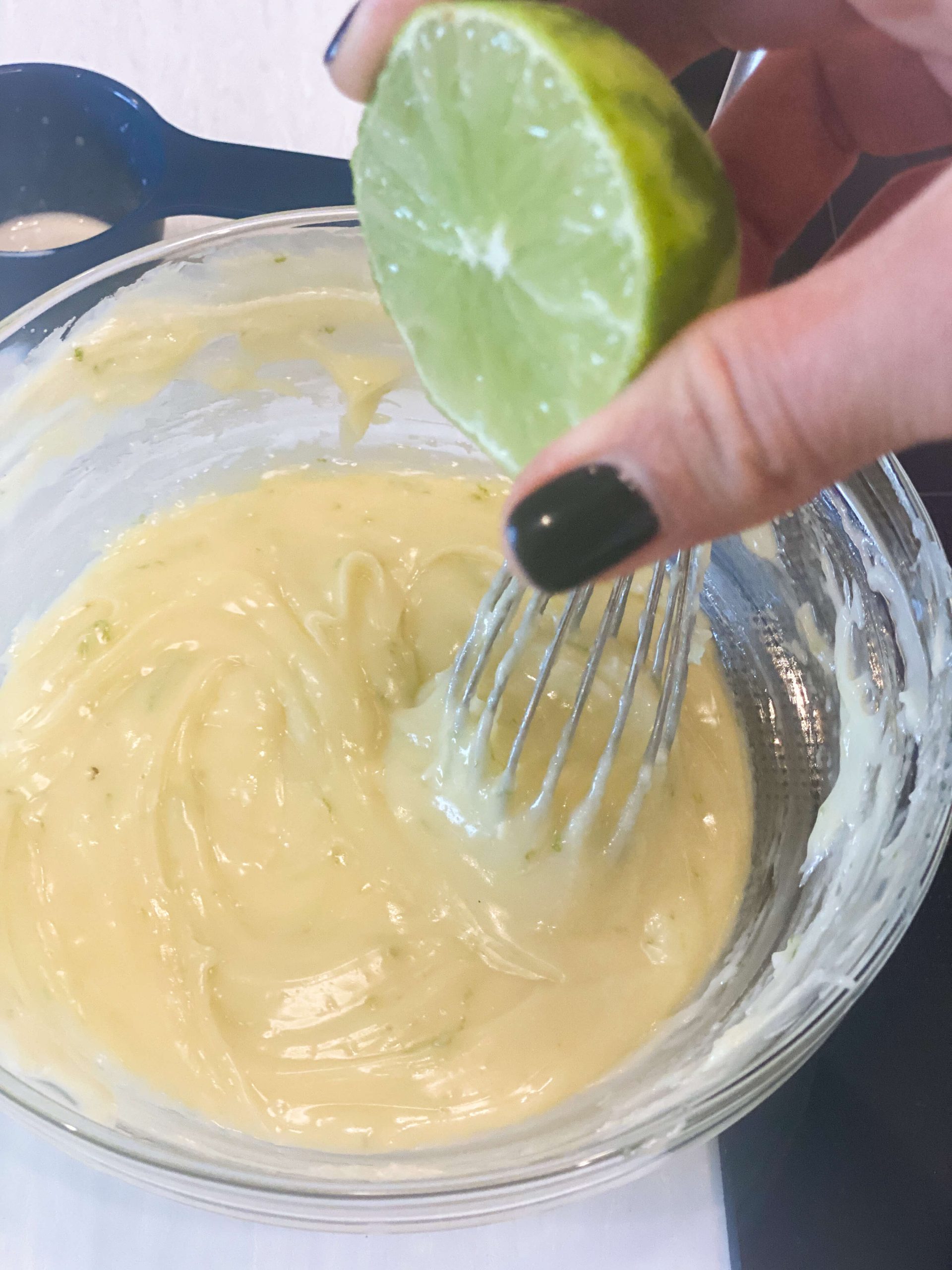 lime added to the white chocolate mixture.
