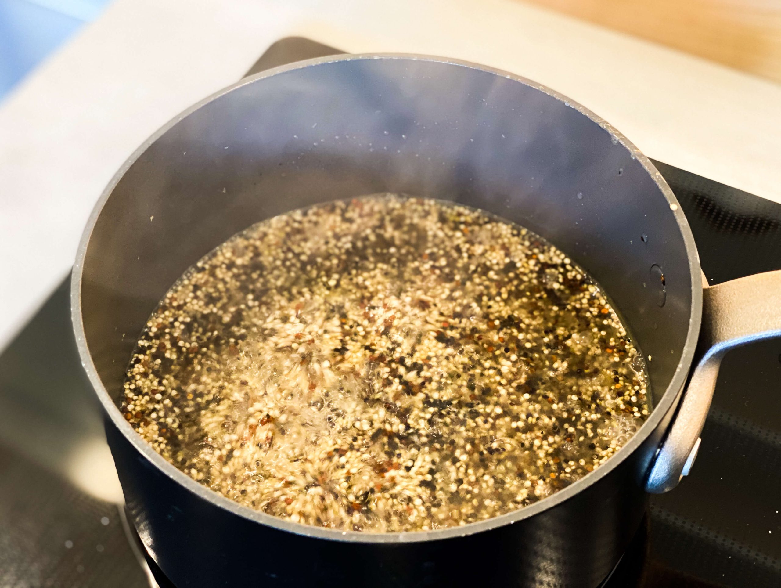 quinoa cooking in a pot