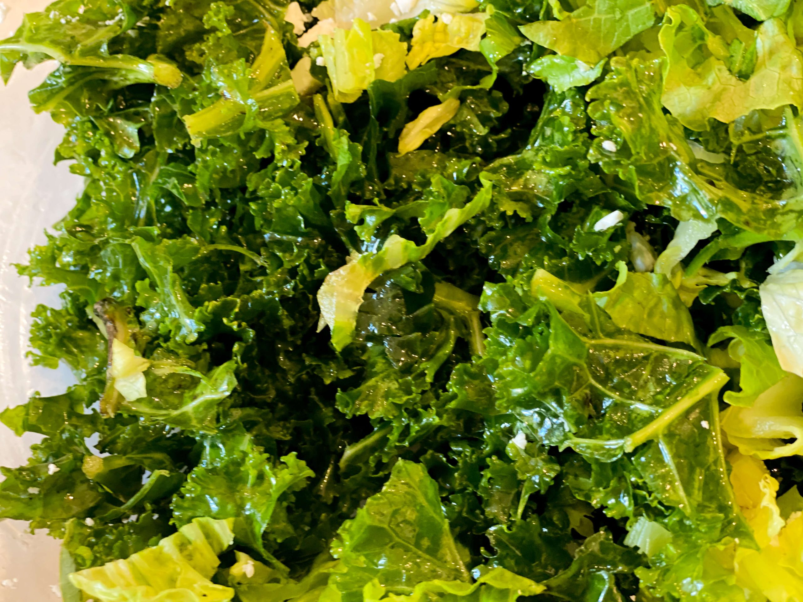 kale massaged and coated with olive oil and seasoning.