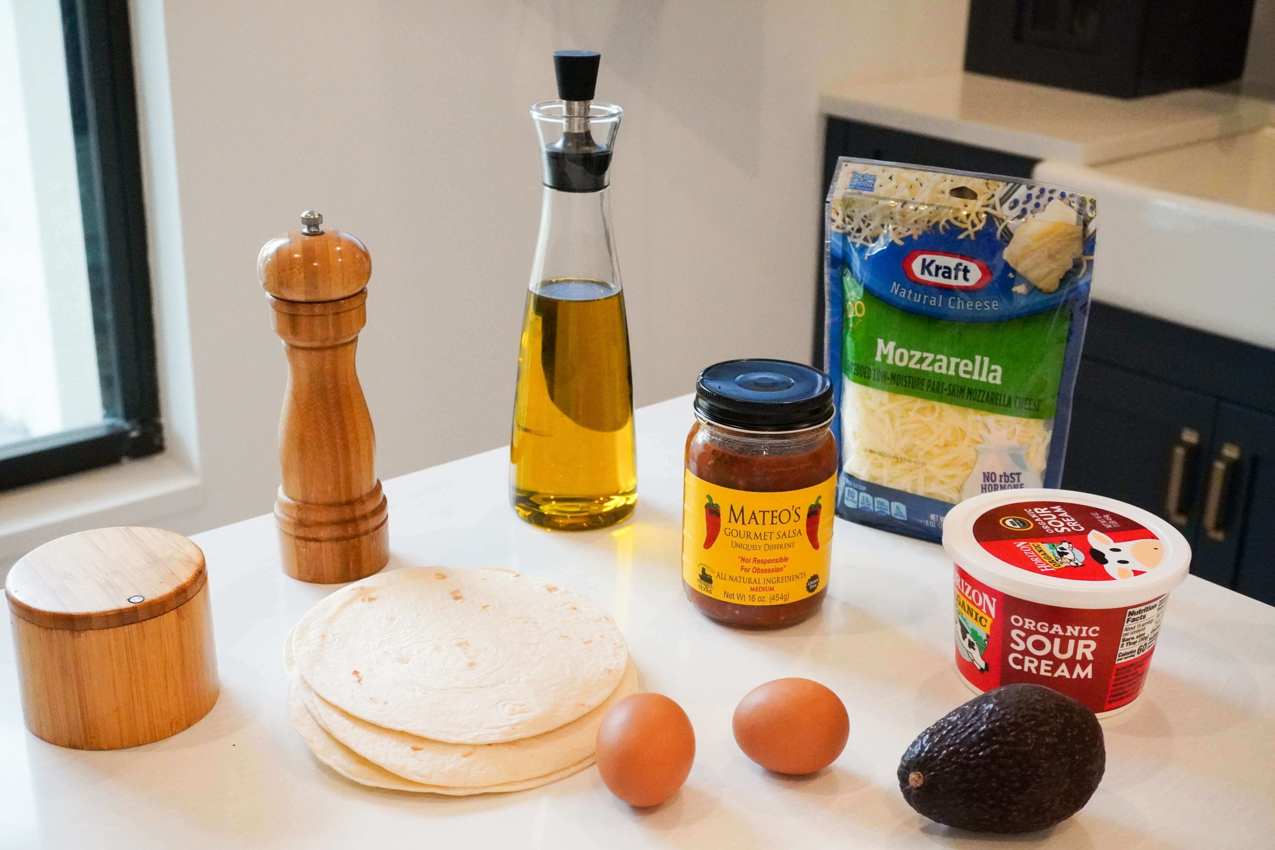 Ingredients needed for the quesadillas 