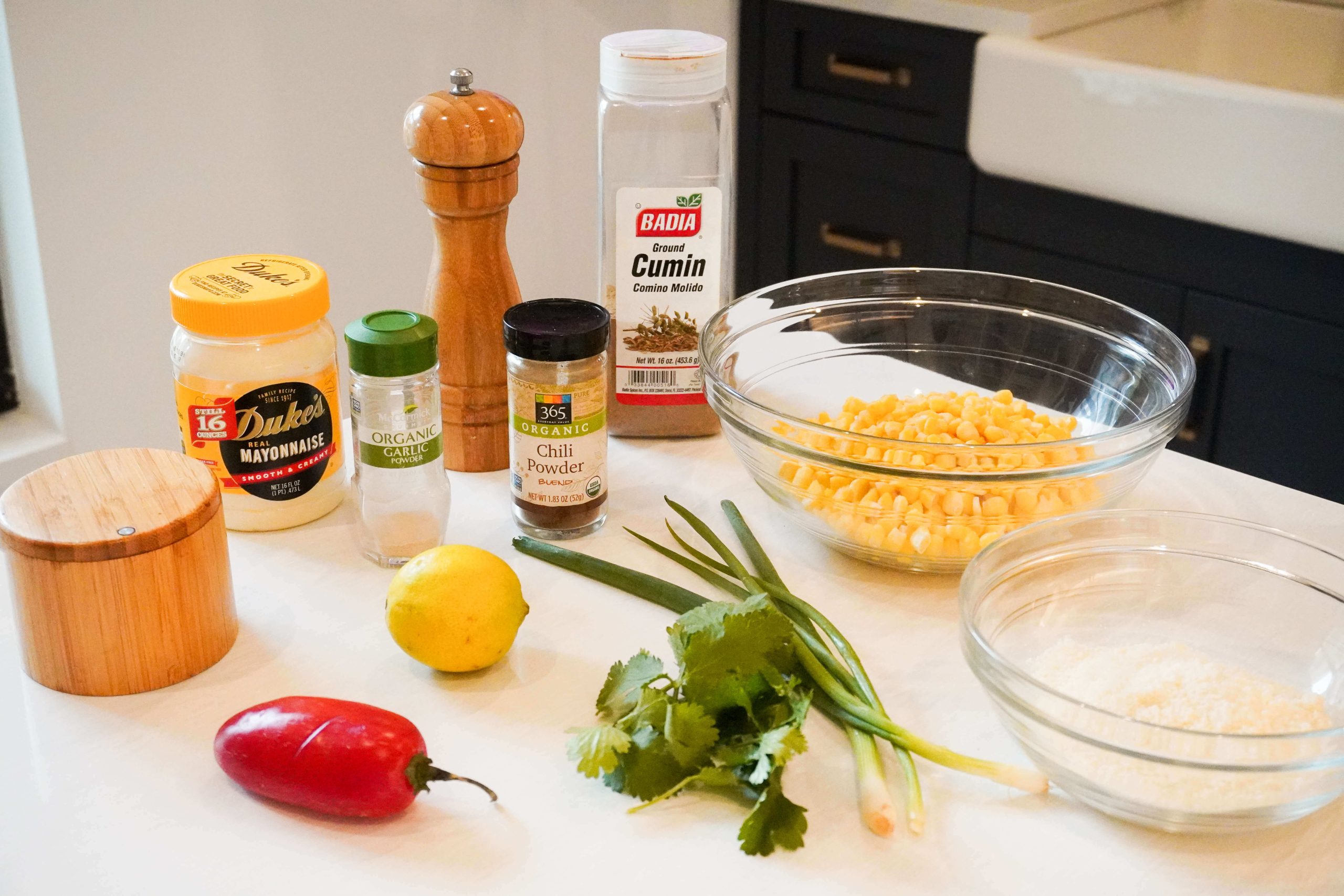 Ingredients needed for the warm corn salsa