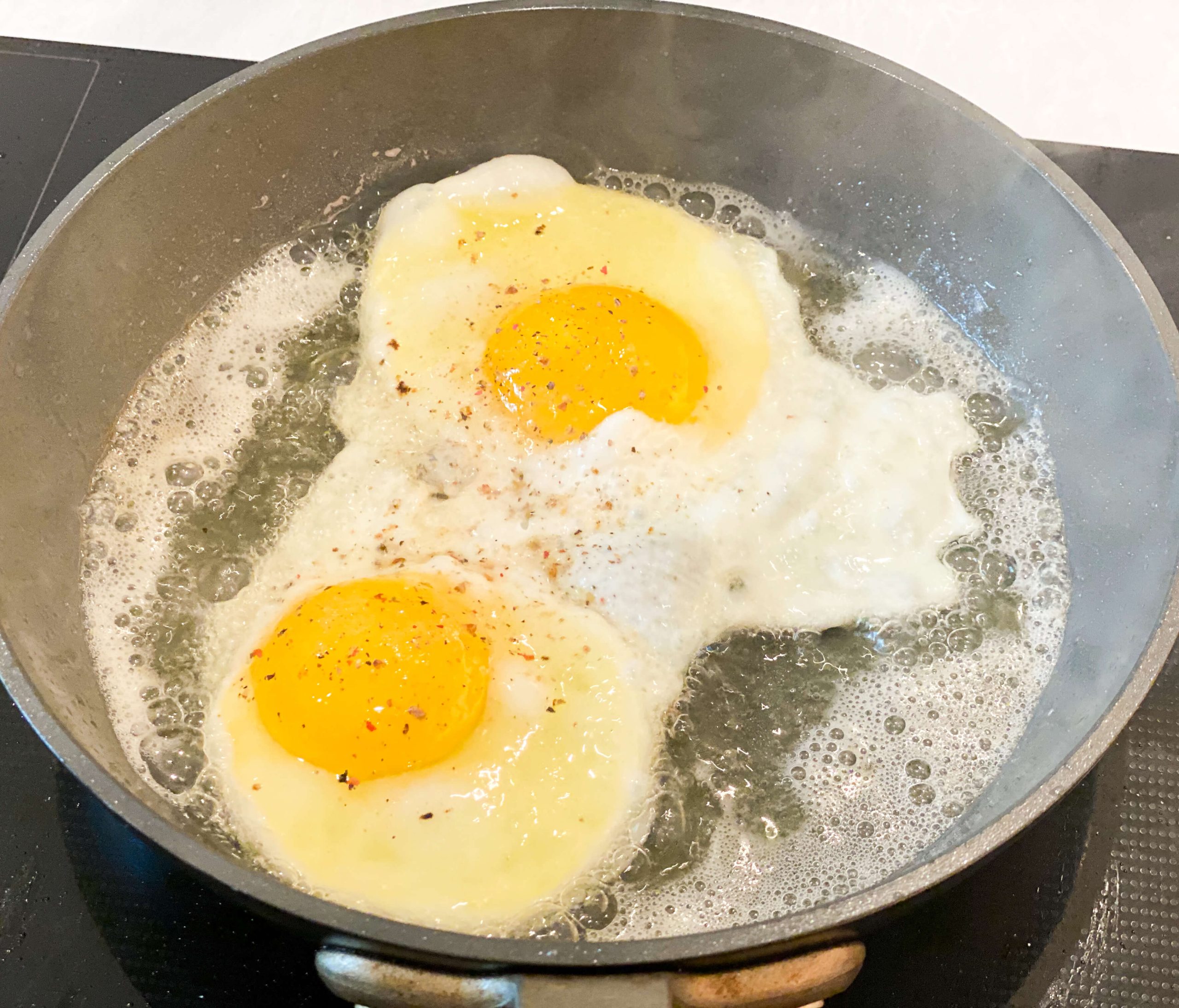 fried eggs to top the huevos rancheros