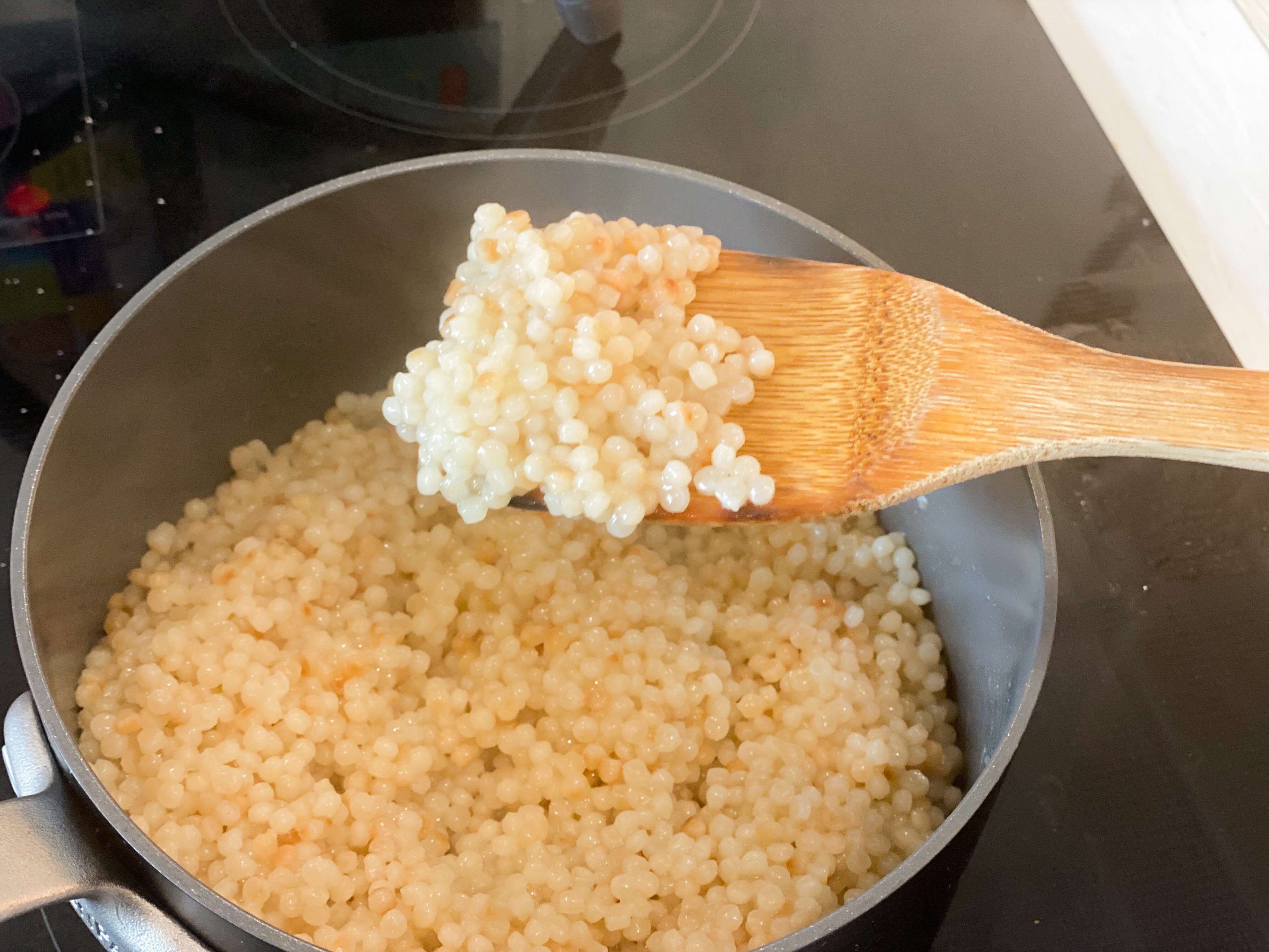 Couscous cooked in a pan
