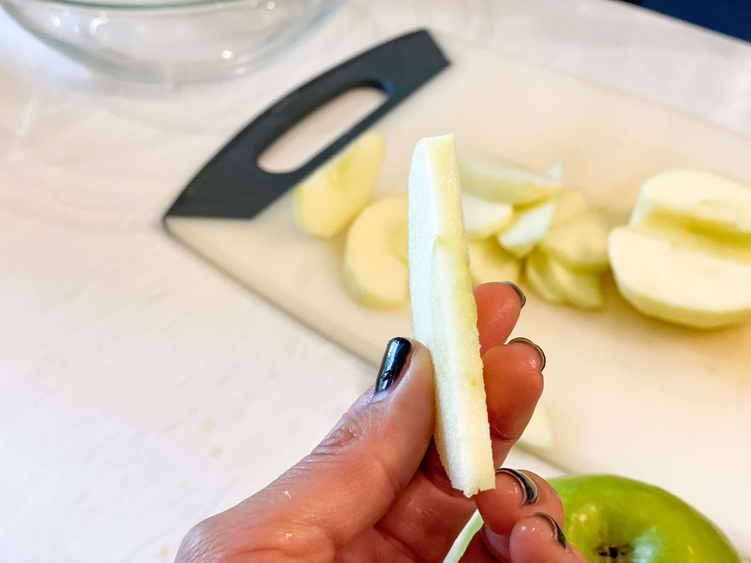 Thinly sliced apple