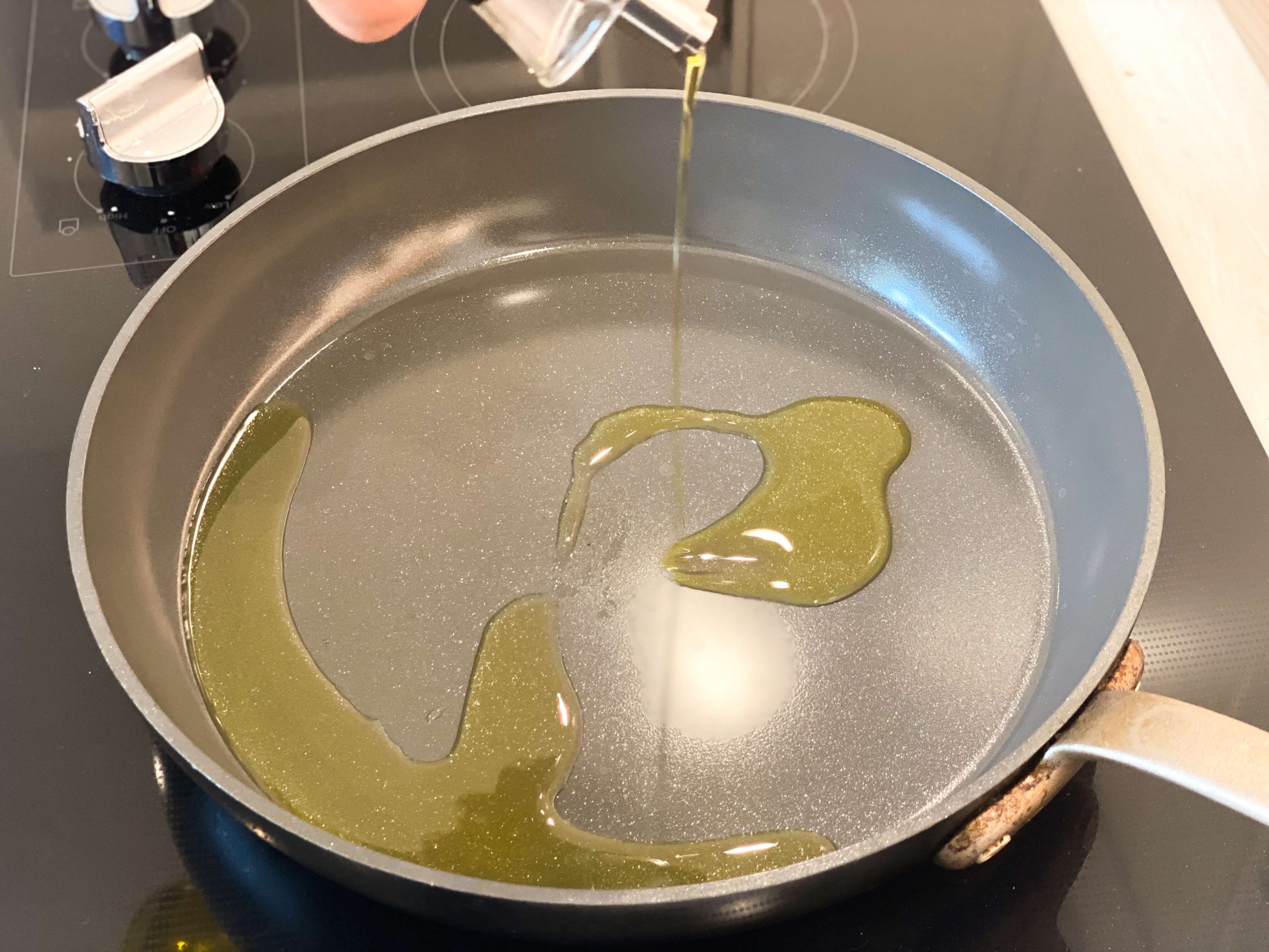 olive oil added to pan