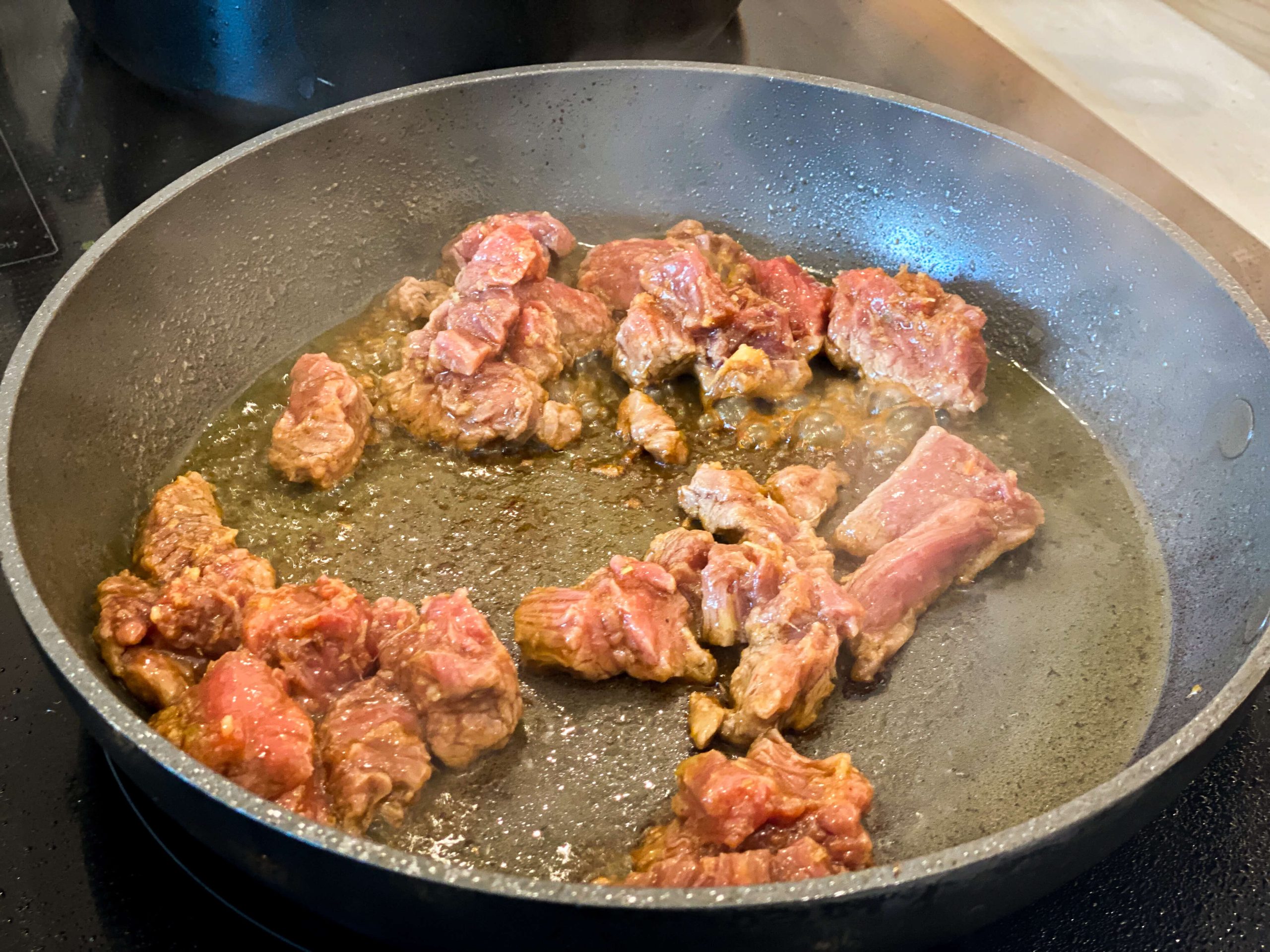 Meat cooking in batches 