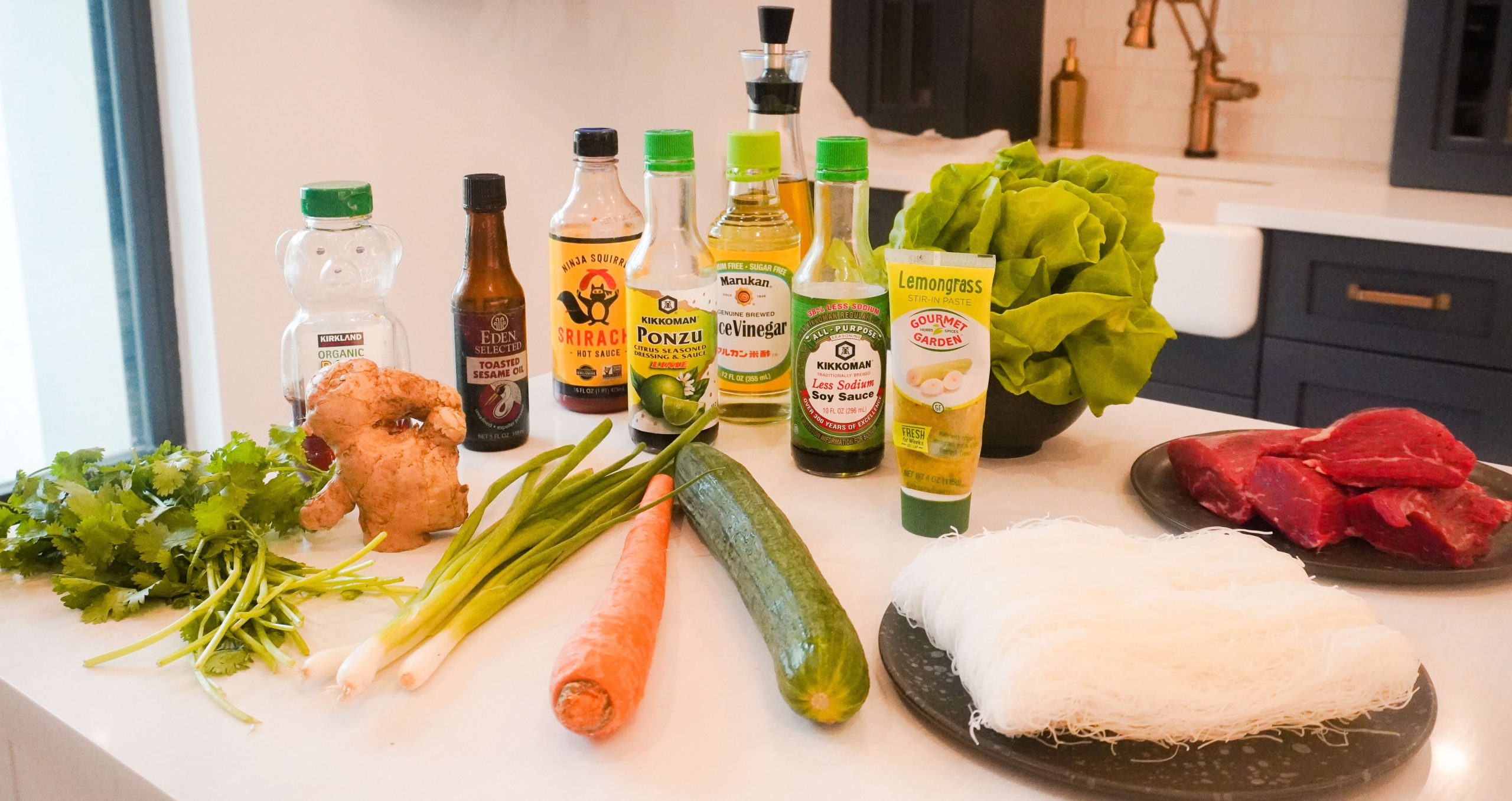 ingredients needed for lemongrass ginger beef lettuce bowls 
