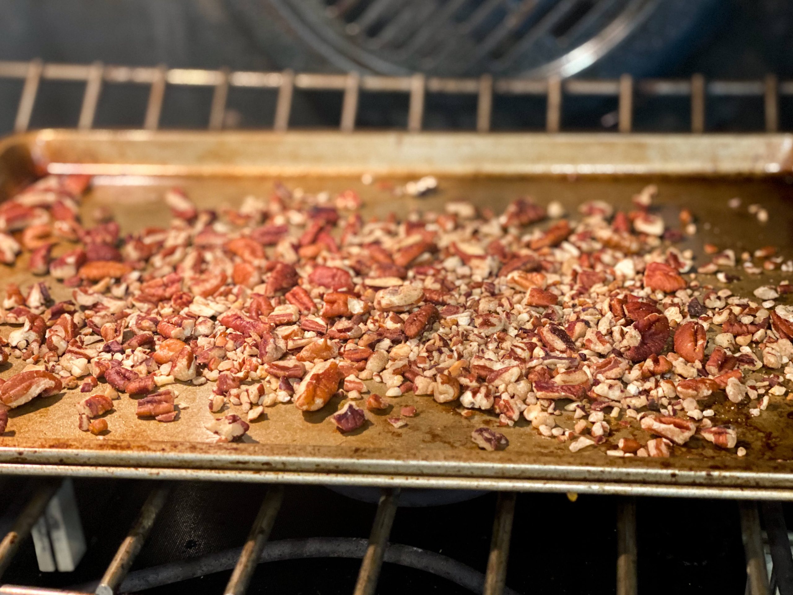 pecans toasting in oven