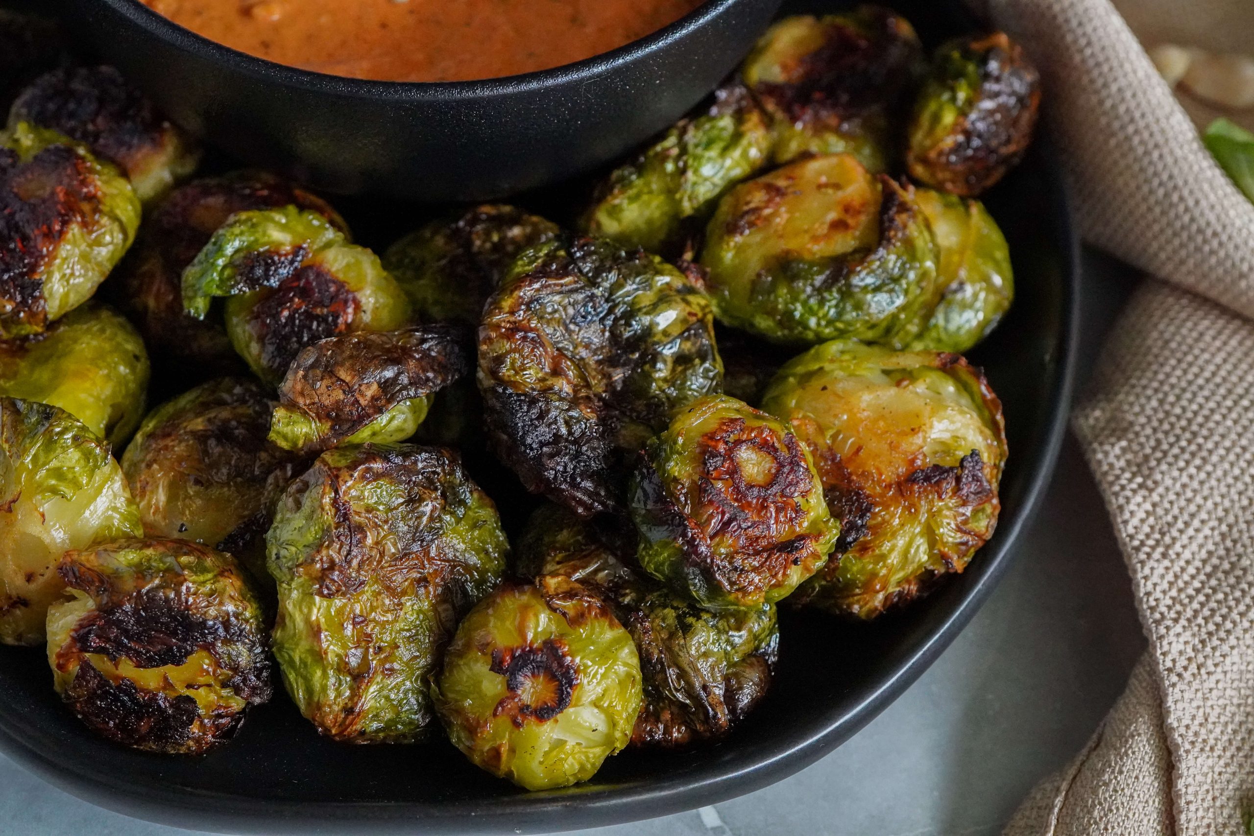 brussel sprouts roasted and served