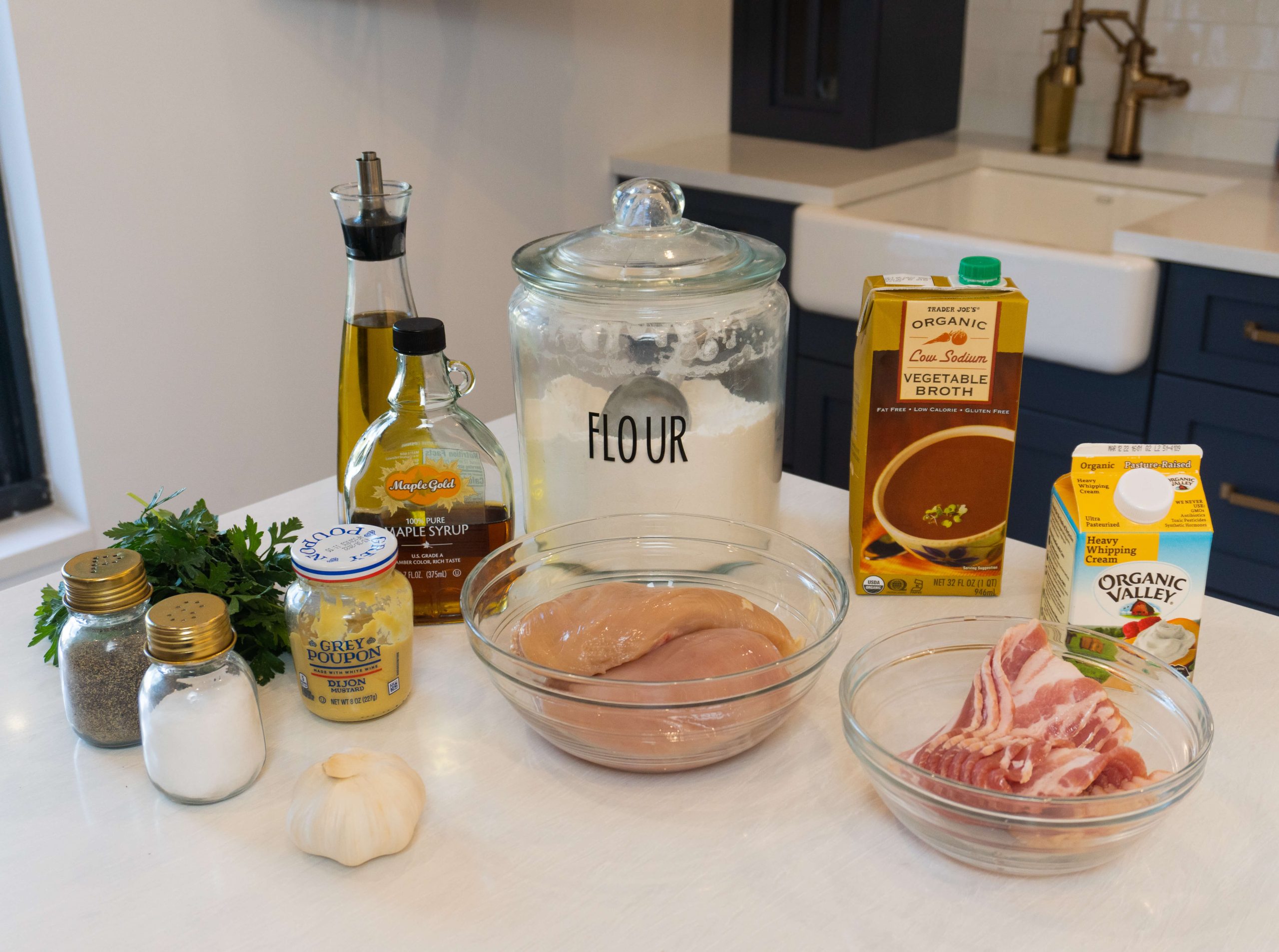 ingredients needed for the maple dijon chicken with bacon