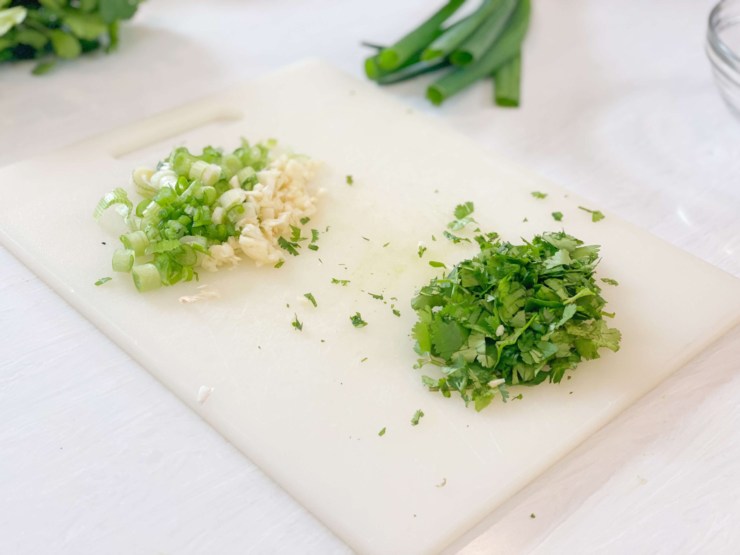 chopped garlic, scallions and cilantro
