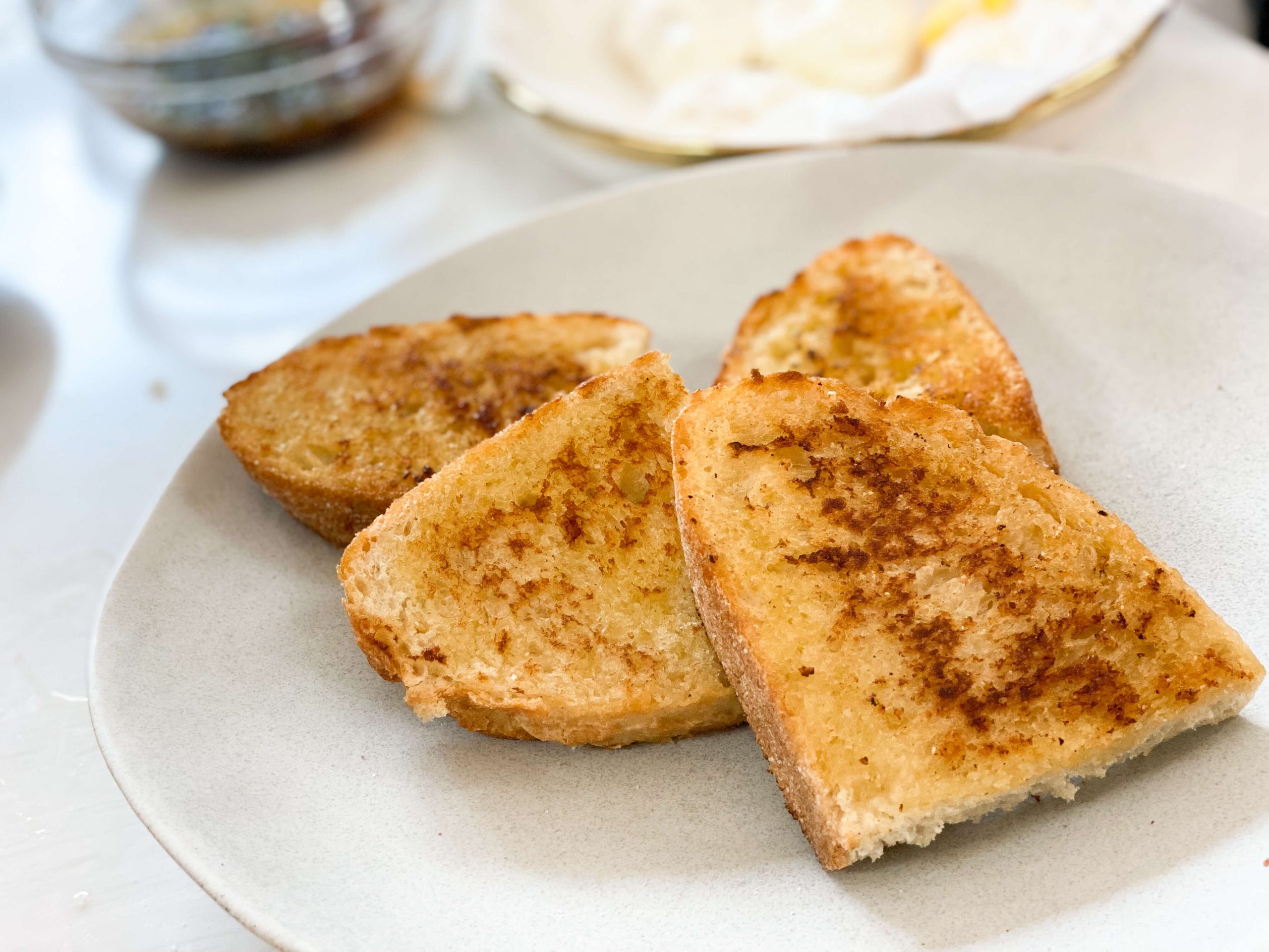 Toasted bread for dipping in my Turkish eggs