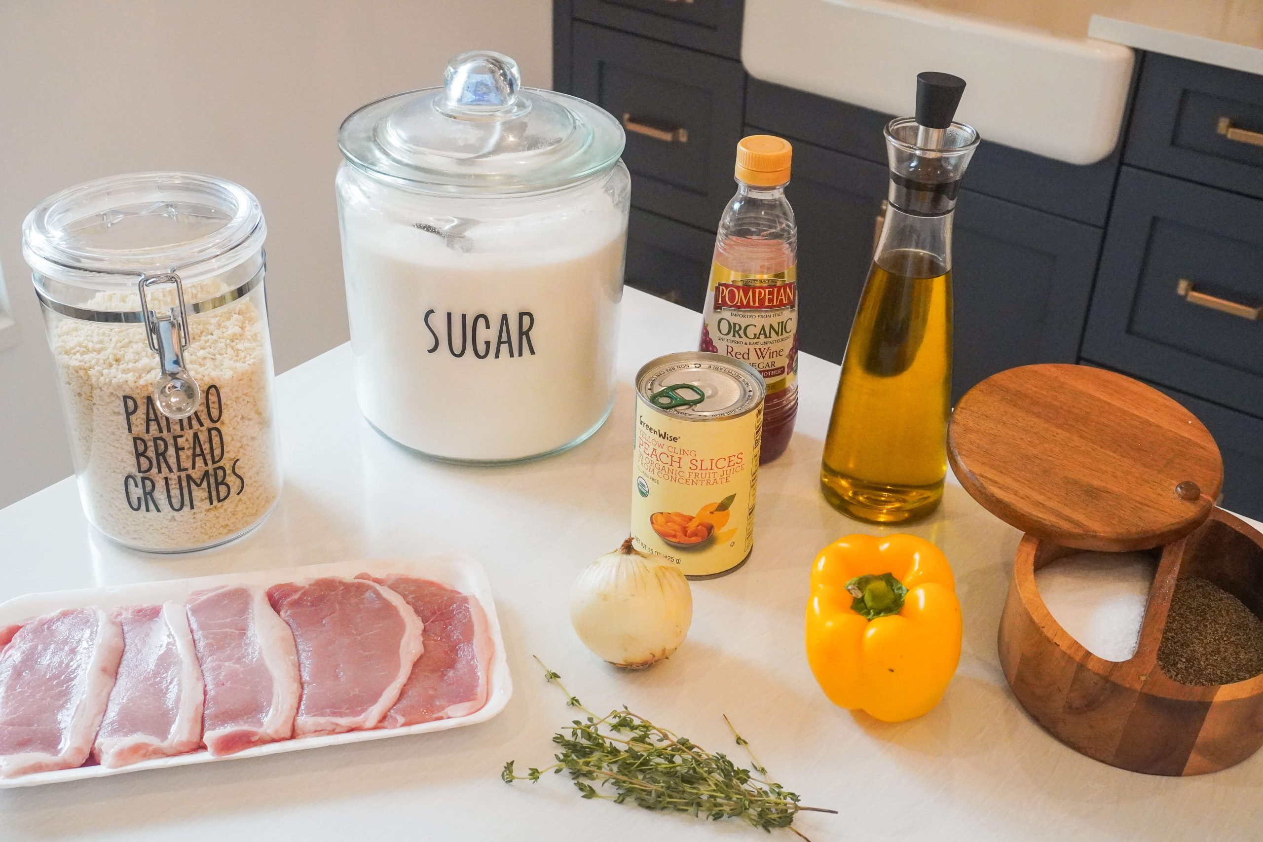 ingredients needed for crispy pork chops with peach pan chutney 