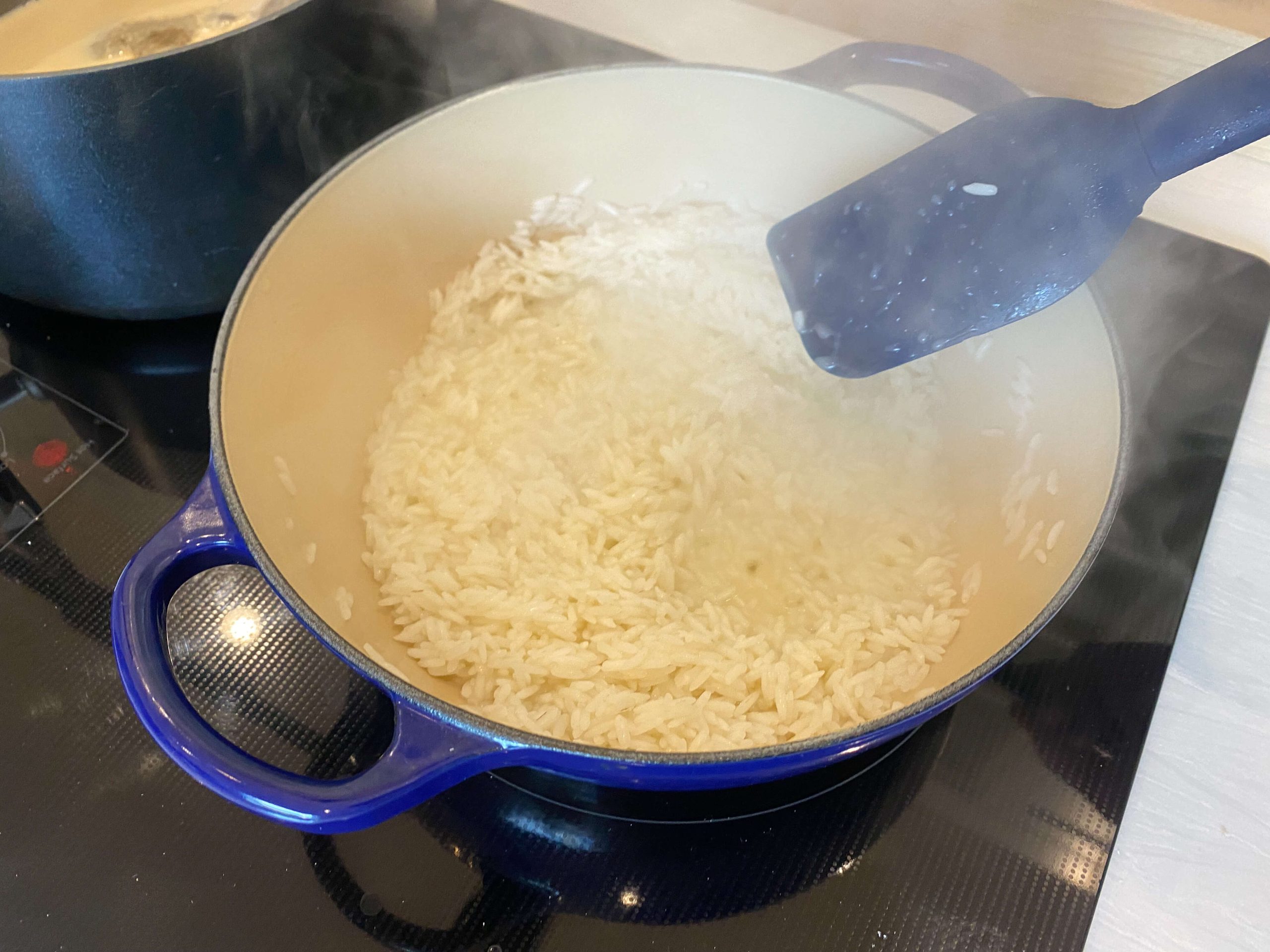 rice cooking in water