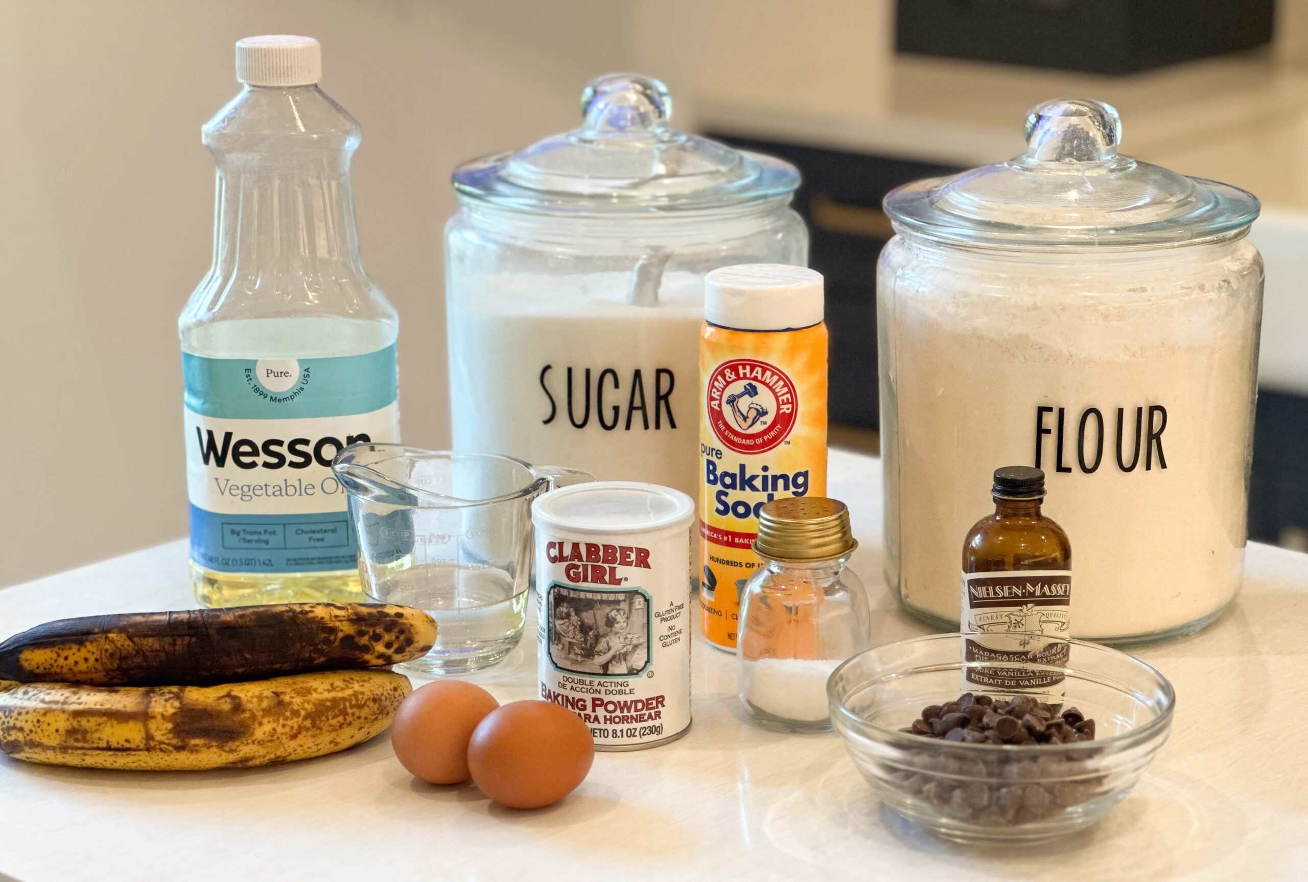 ingredients needed for chocolate chip banana bread squares