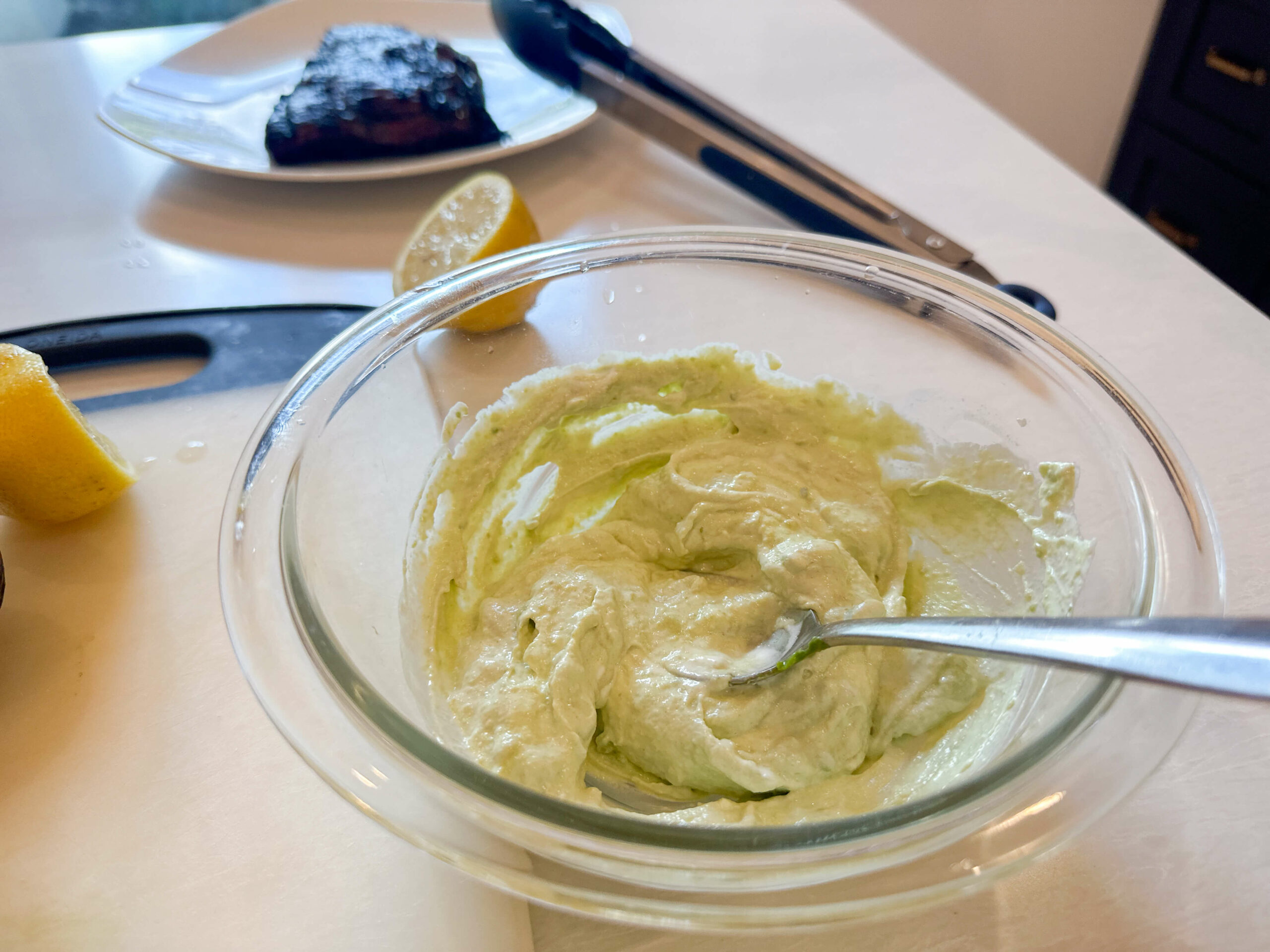 avocado cream ready and mixed in a bowl
