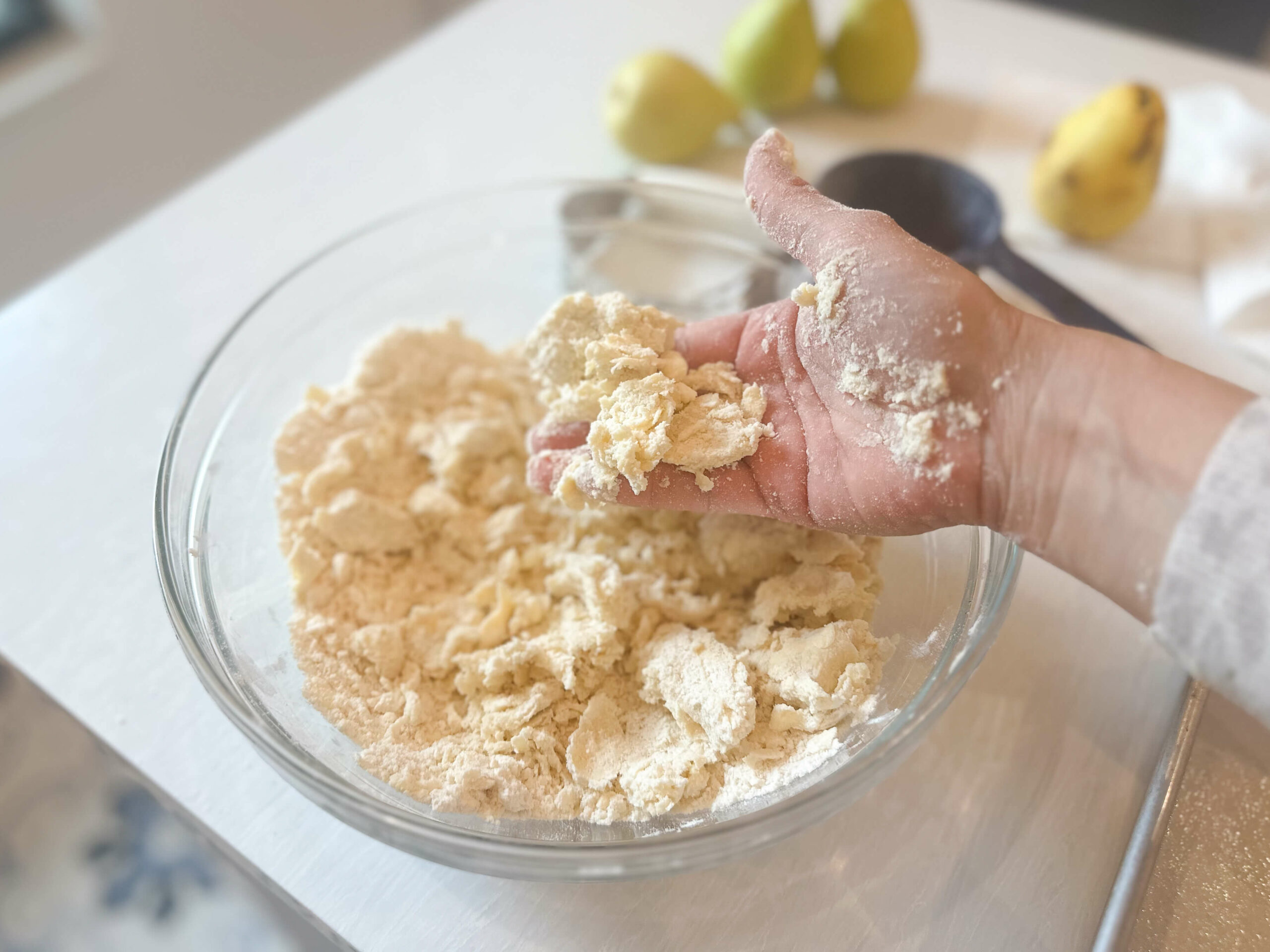 shortbread dough coming together sticking to fingers