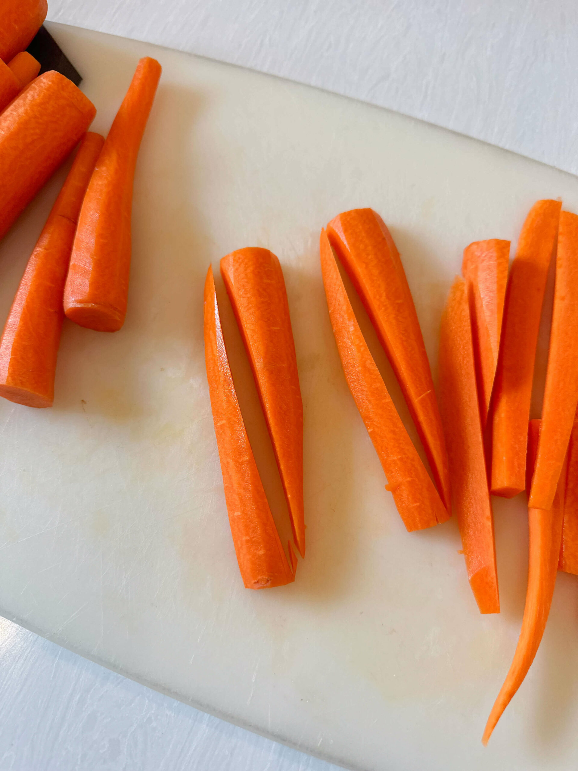 Carrots cut in a diagonal 