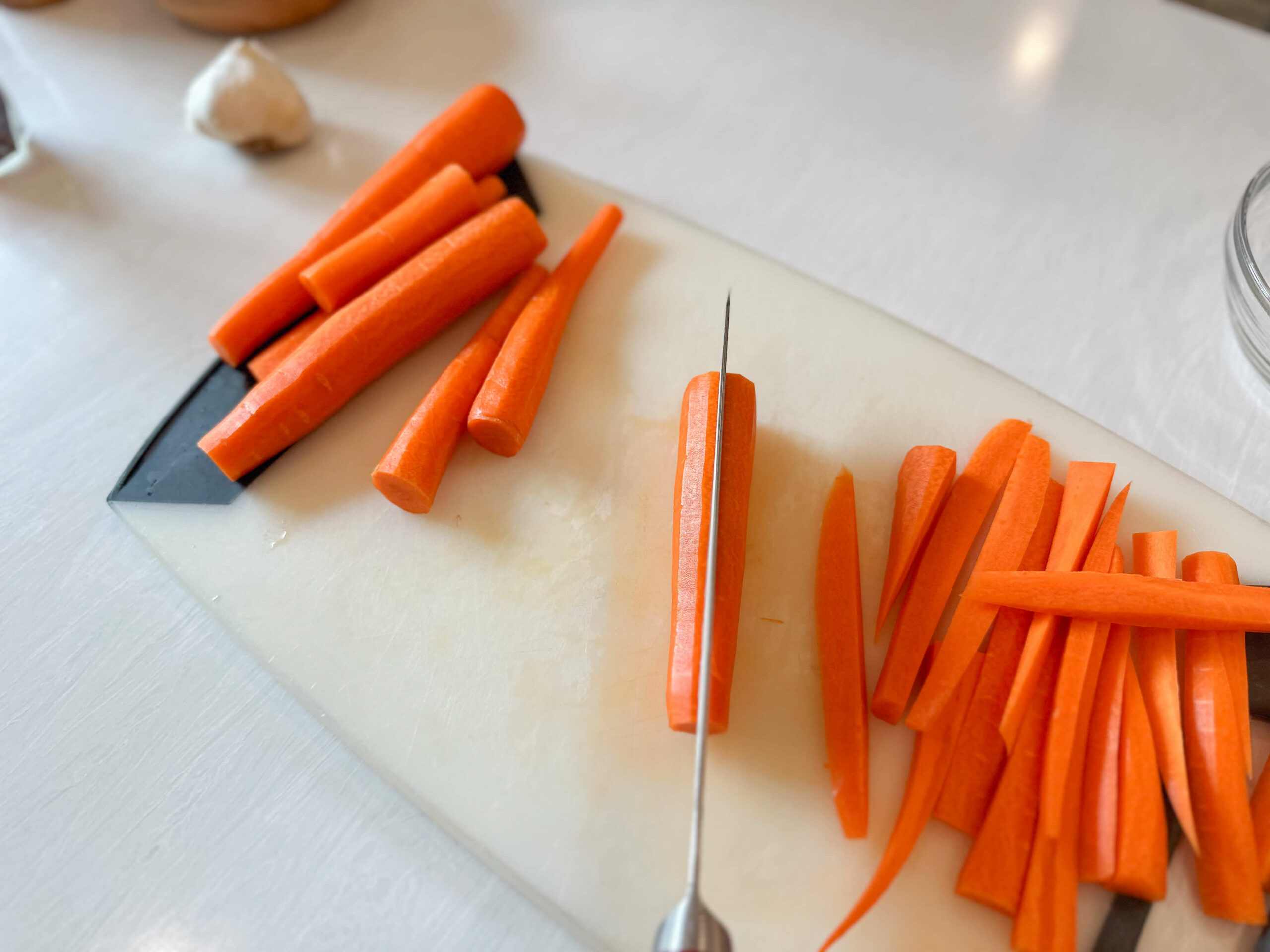 Carrots cut in half